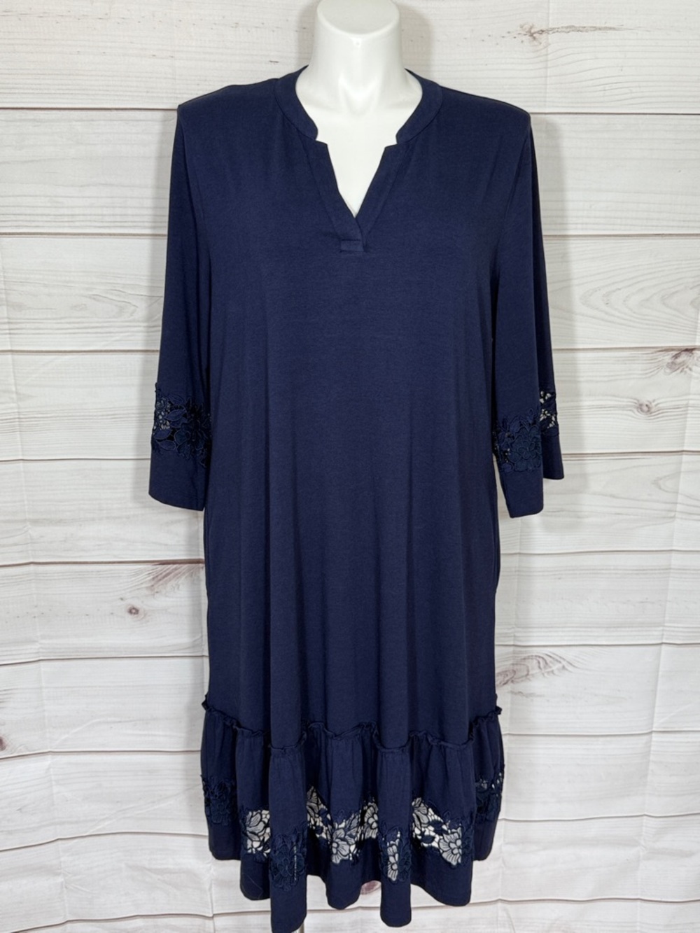 NWT Chico's Midnight Blue Floral Cutout Dress Size Chico’s 4/20/22